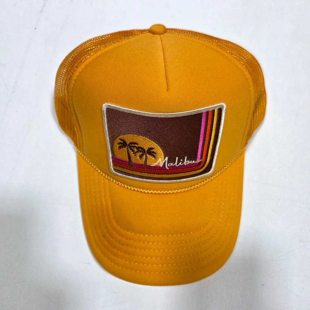 Port Sandz Trucker Hat Surfer Mustard Yellow Malibu Sunset Patch Snapback Mesh